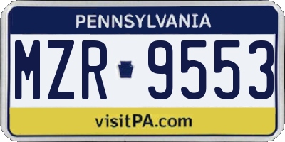 PA license plate MZR9553