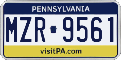 PA license plate MZR9561