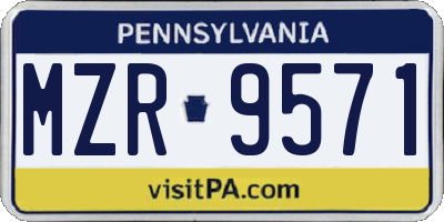 PA license plate MZR9571