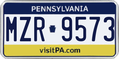 PA license plate MZR9573
