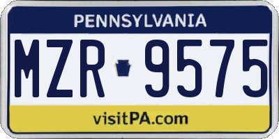 PA license plate MZR9575