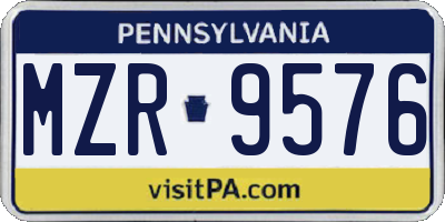 PA license plate MZR9576