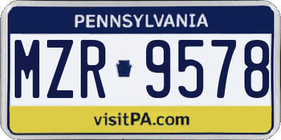 PA license plate MZR9578