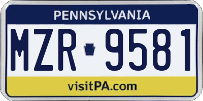 PA license plate MZR9581