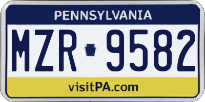 PA license plate MZR9582