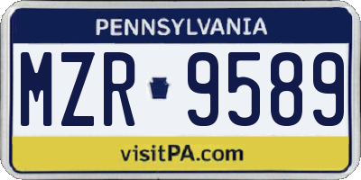 PA license plate MZR9589