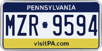 PA license plate MZR9594