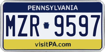 PA license plate MZR9597