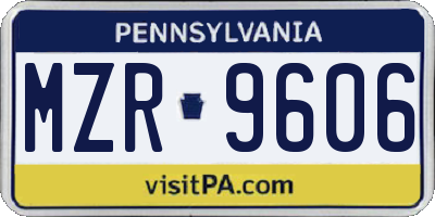 PA license plate MZR9606