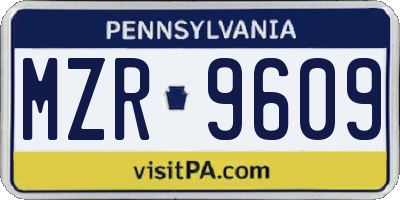 PA license plate MZR9609