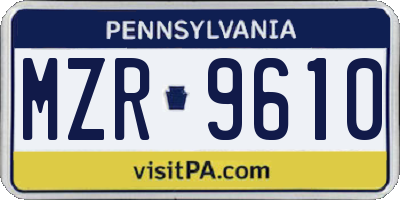 PA license plate MZR9610