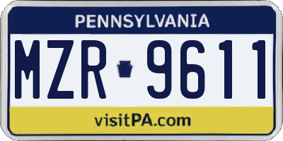 PA license plate MZR9611