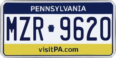 PA license plate MZR9620
