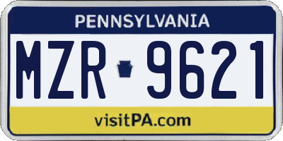 PA license plate MZR9621