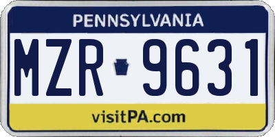 PA license plate MZR9631
