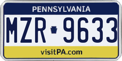 PA license plate MZR9633