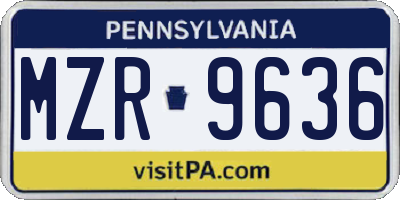 PA license plate MZR9636