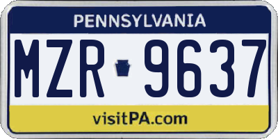 PA license plate MZR9637