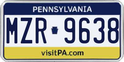 PA license plate MZR9638