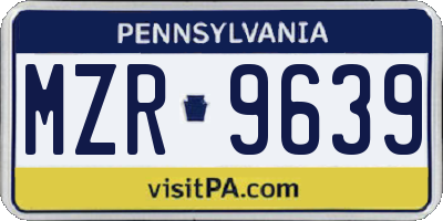 PA license plate MZR9639