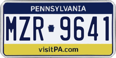 PA license plate MZR9641