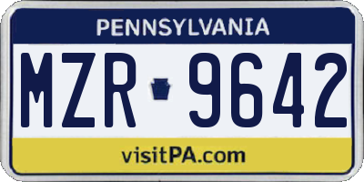 PA license plate MZR9642