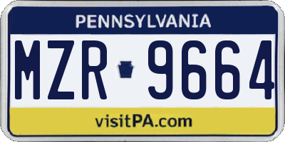 PA license plate MZR9664