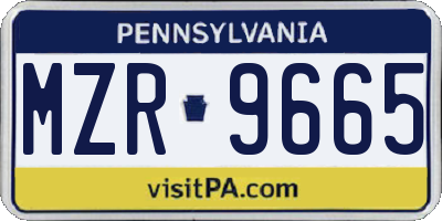 PA license plate MZR9665