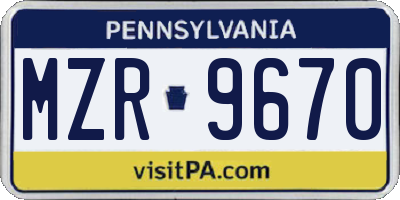 PA license plate MZR9670