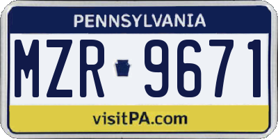 PA license plate MZR9671