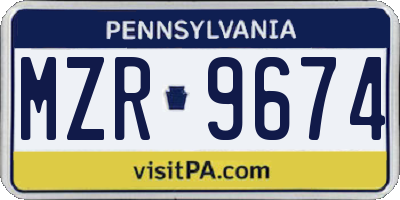 PA license plate MZR9674