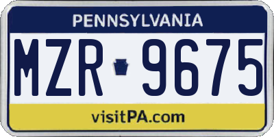 PA license plate MZR9675