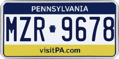 PA license plate MZR9678