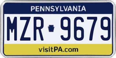 PA license plate MZR9679