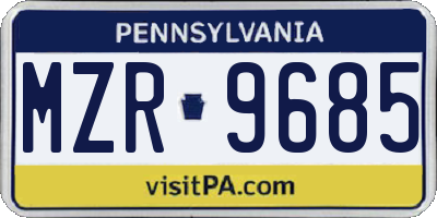 PA license plate MZR9685
