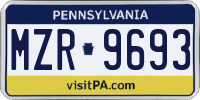PA license plate MZR9693