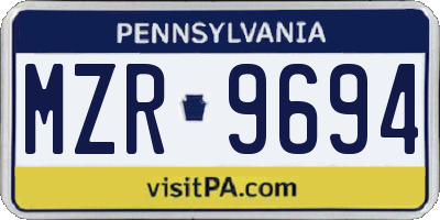 PA license plate MZR9694