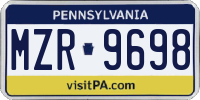 PA license plate MZR9698
