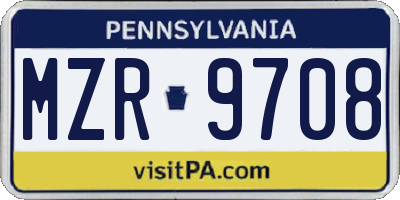 PA license plate MZR9708