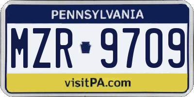 PA license plate MZR9709