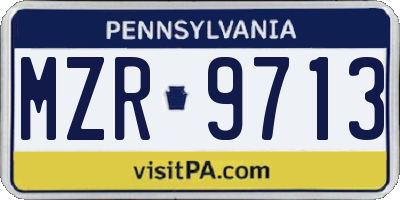 PA license plate MZR9713