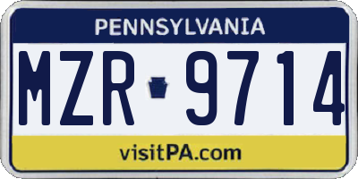 PA license plate MZR9714