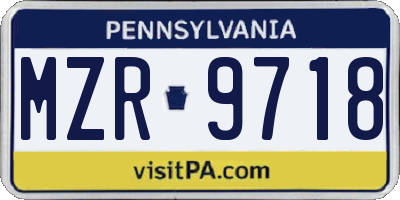 PA license plate MZR9718