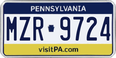 PA license plate MZR9724