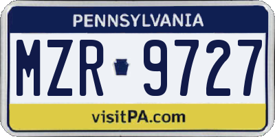 PA license plate MZR9727