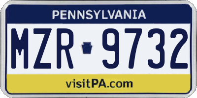 PA license plate MZR9732