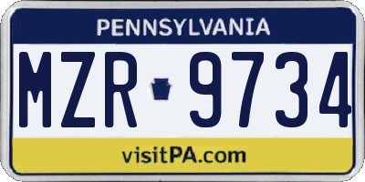 PA license plate MZR9734