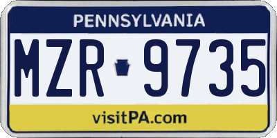 PA license plate MZR9735