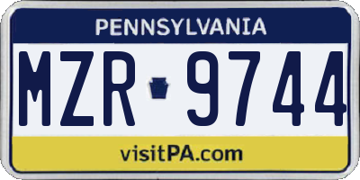 PA license plate MZR9744