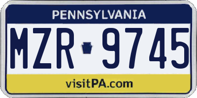 PA license plate MZR9745